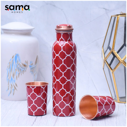 Red Floral Copper Bottle