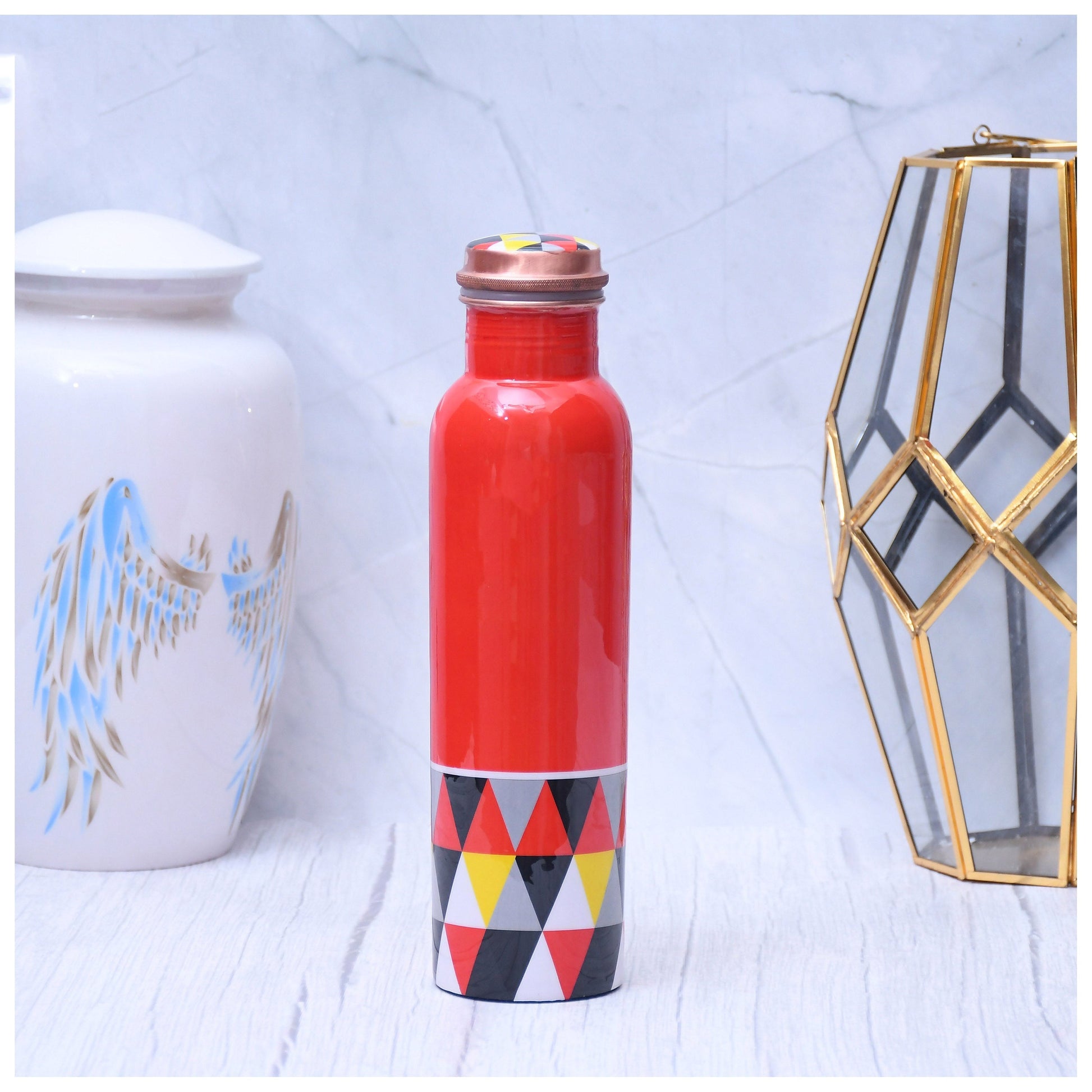 SAMA Homes - exclusive triangle design printed copper water bottle leak proof capcity 1000 ml