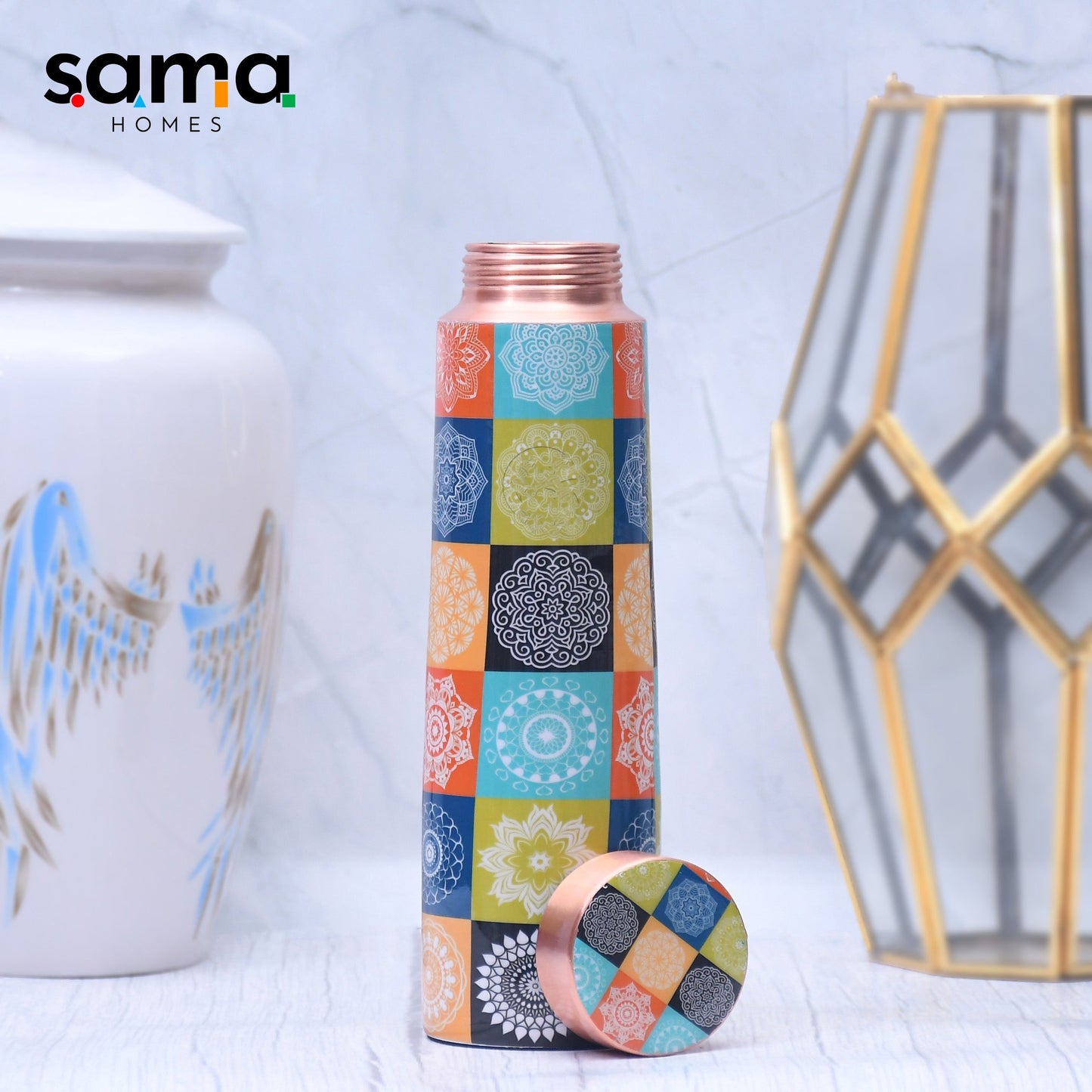 SAMA Homes - premium designed copper water bottle enamel leak proof capacity 1000 ml