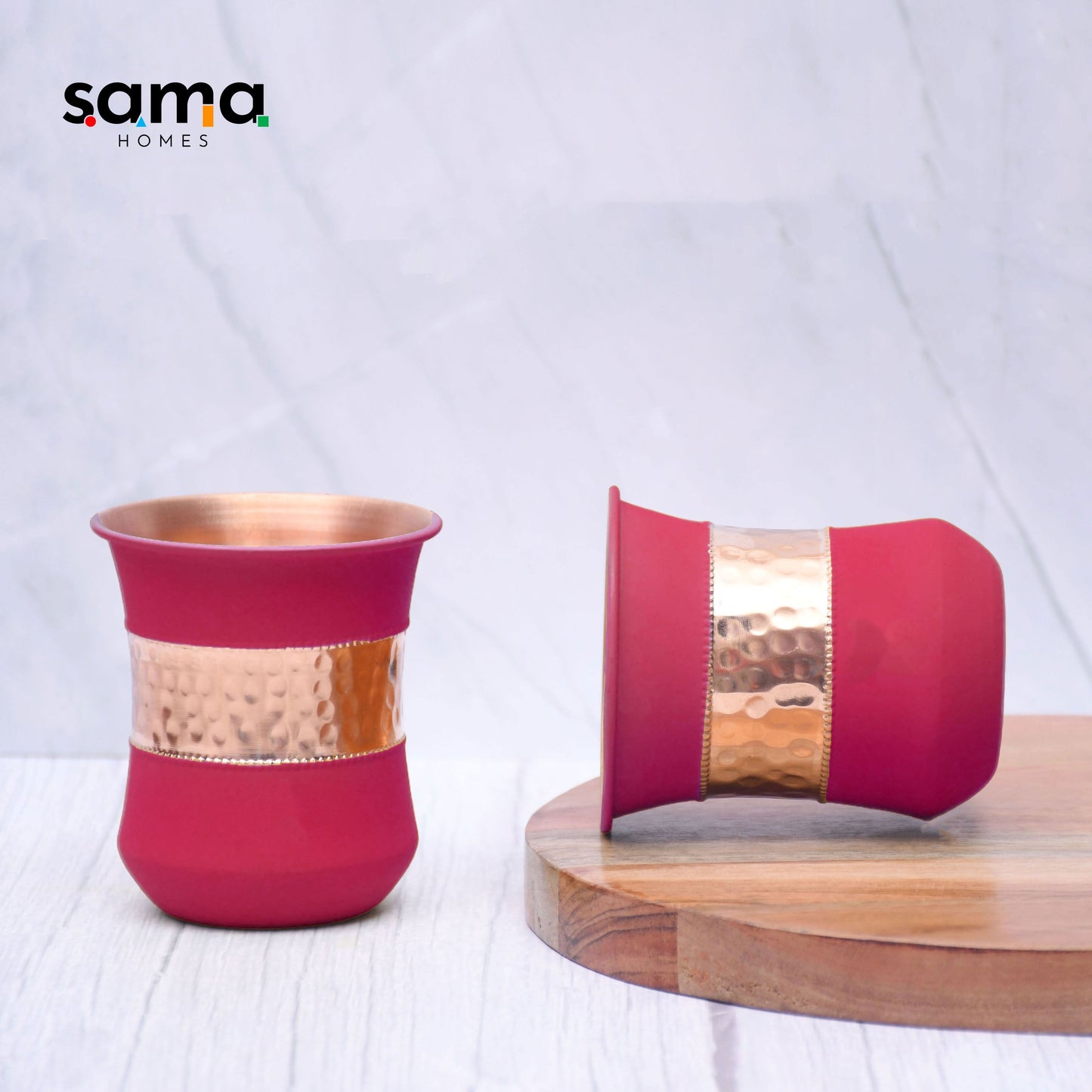 Copper Red Silk Bottle set of 2 glasses