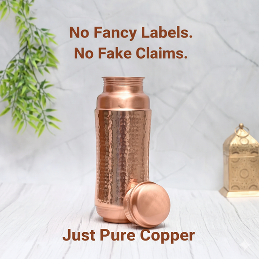 Pure Copper Jumbo Water Bottle 1300ML | Ayurvedic Handcrafted Mid-Hammered Design | Leak-Proof & BPA-Free | Sama Homes