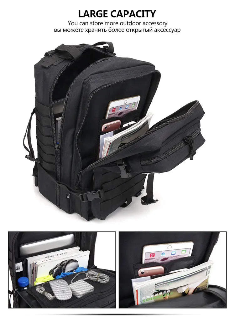 Large Capacity Waterproof Tactical Backpack for Men, 3P Softback, Outdoor Bug Rucksack, Hiking, Camping, Hunting Bags, 50L