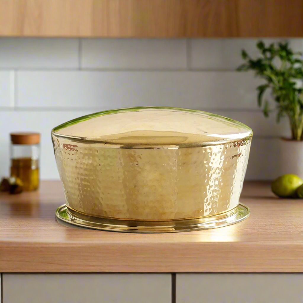 Small Heavy Brass Biryani Handi with Lid – 2L Traditional Cooking & Serving Pot | Tin-Coated | Handcrafted Cookware