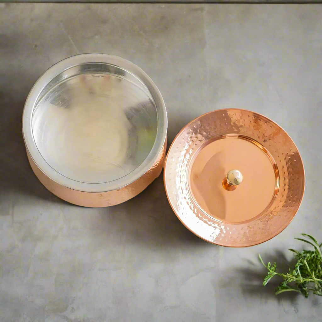 Pure Heavy Copper Biryani Handi With Lid - Large