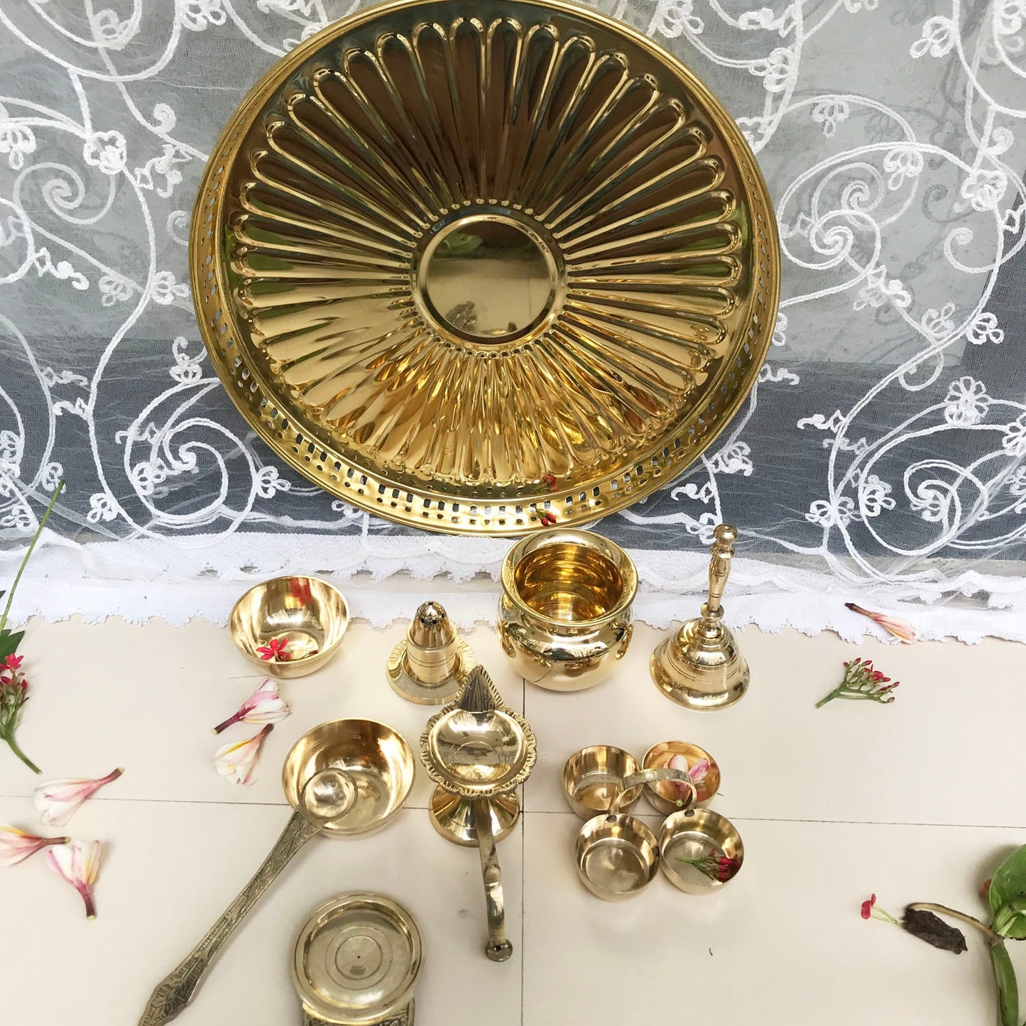 Brass Pooja Thali Set Pooja Items 