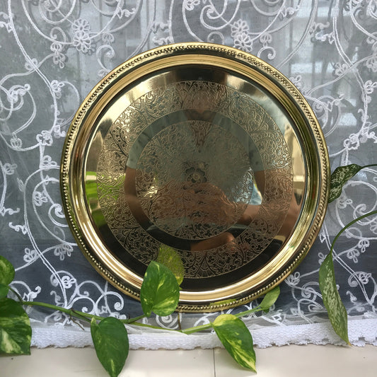 Brass Dinner Thali Set of 6 Pieces | 15" Inches Etched Plate | Premium Dinnerware