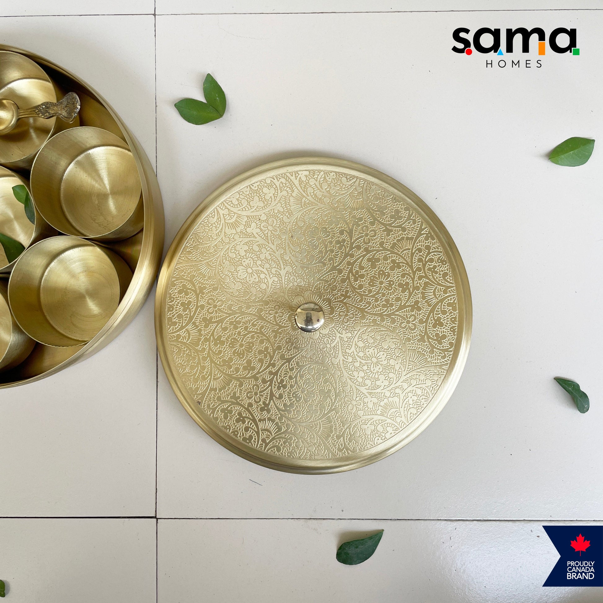 Sama Homes Brass Spice Box