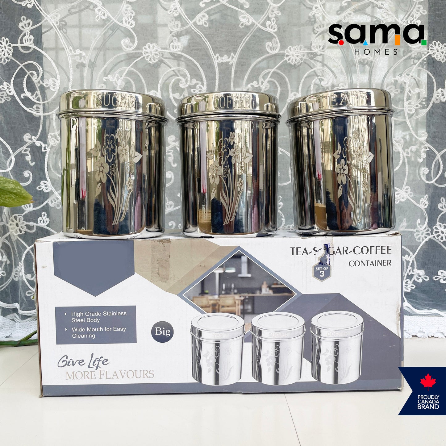 Stainless Steel Storage Tea/Coffee/Sugar Container Set 