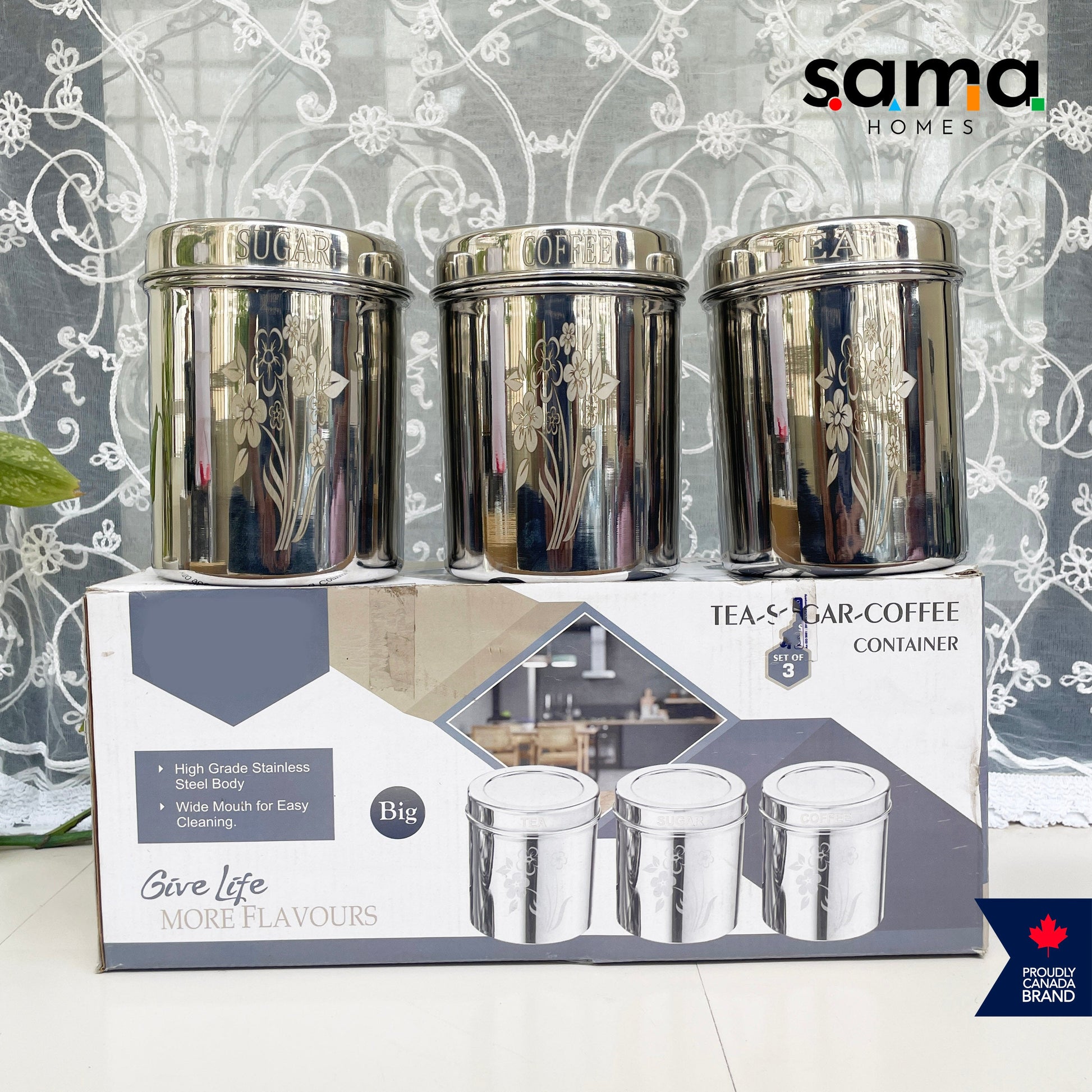 Stainless Steel Storage Tea/Coffee/Sugar Container Set 