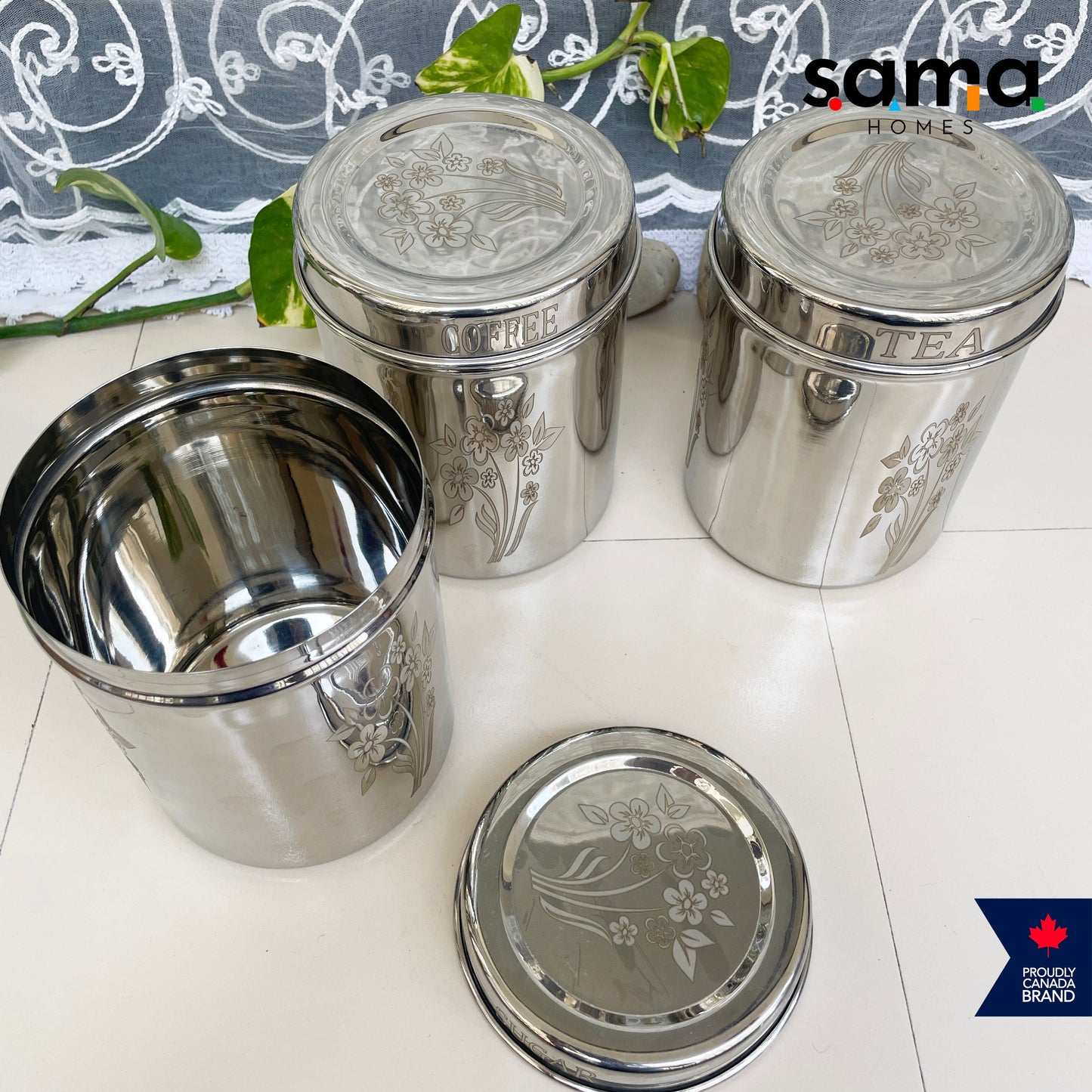 Stainless Steel Storage Tea/Coffee/Sugar Container Set 