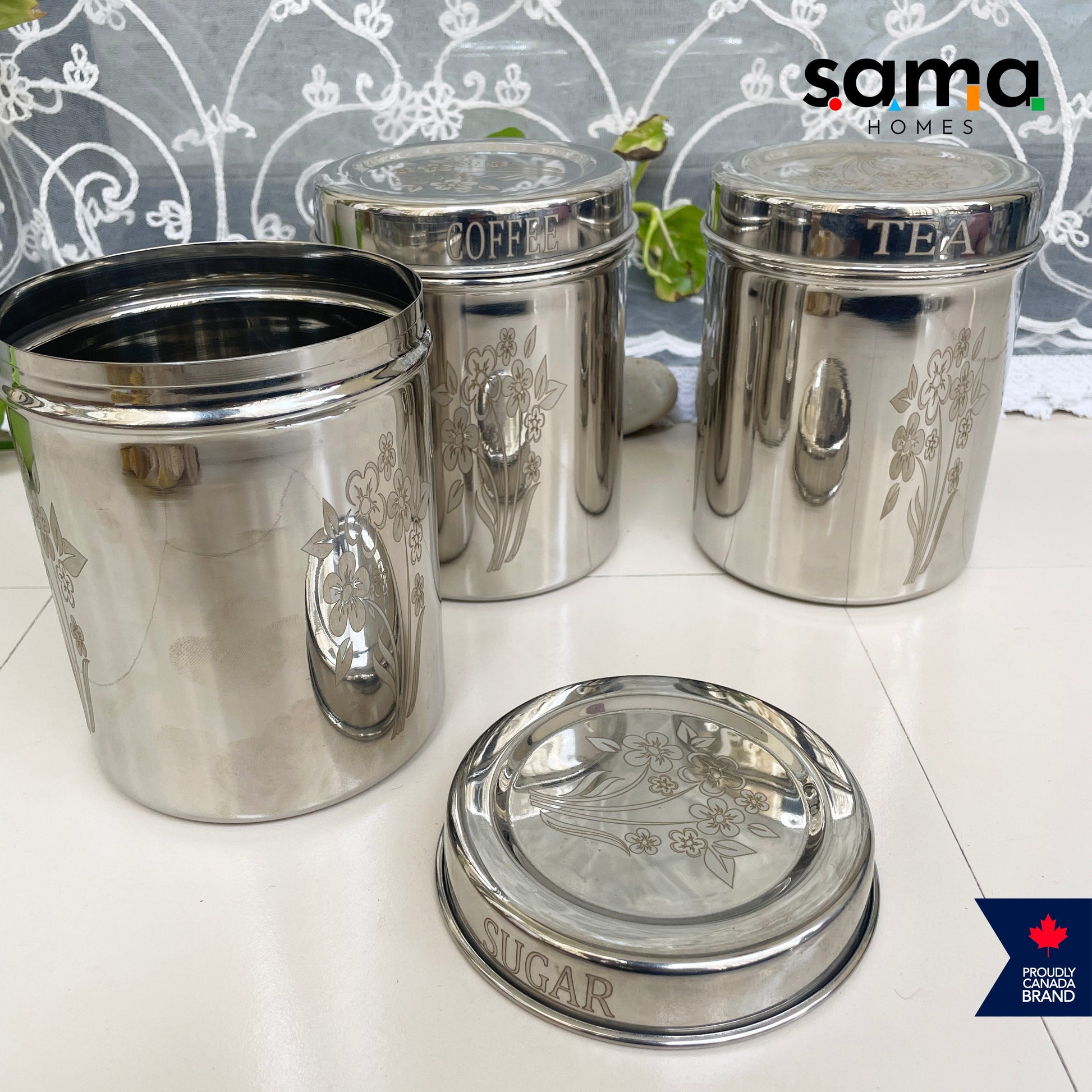 Stainless Steel Storage Tea/Coffee/Sugar Container Set 