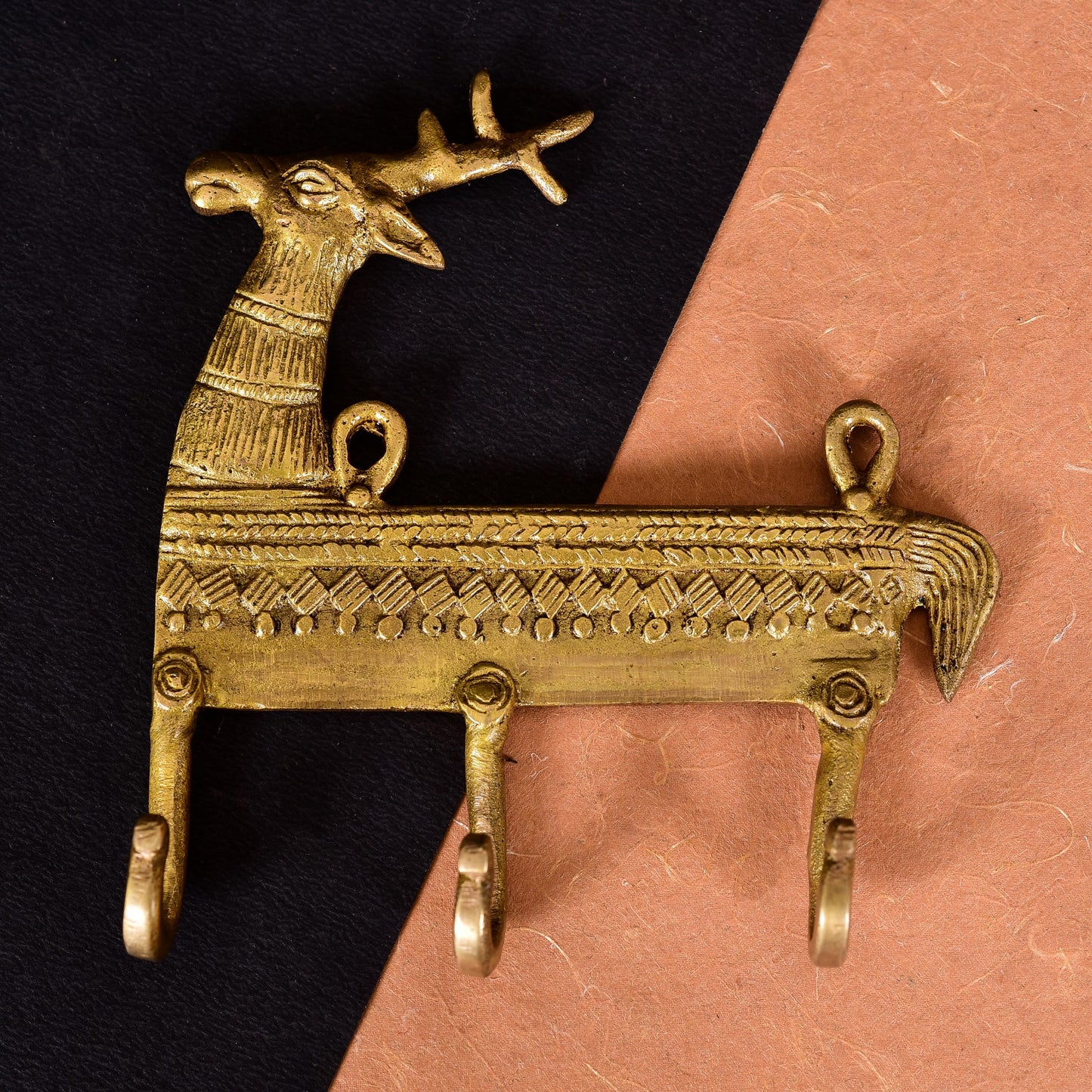 Brass Deer Wall Key Hanger (5.5 Inch)