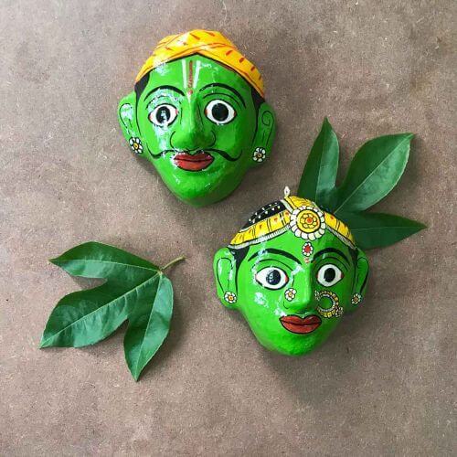 Nakashi painting : Wall Mask Green(Mask Work)