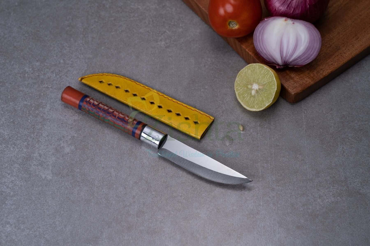 Reha Kitchen Fruit Knife with Lac-turned Wooden Handle