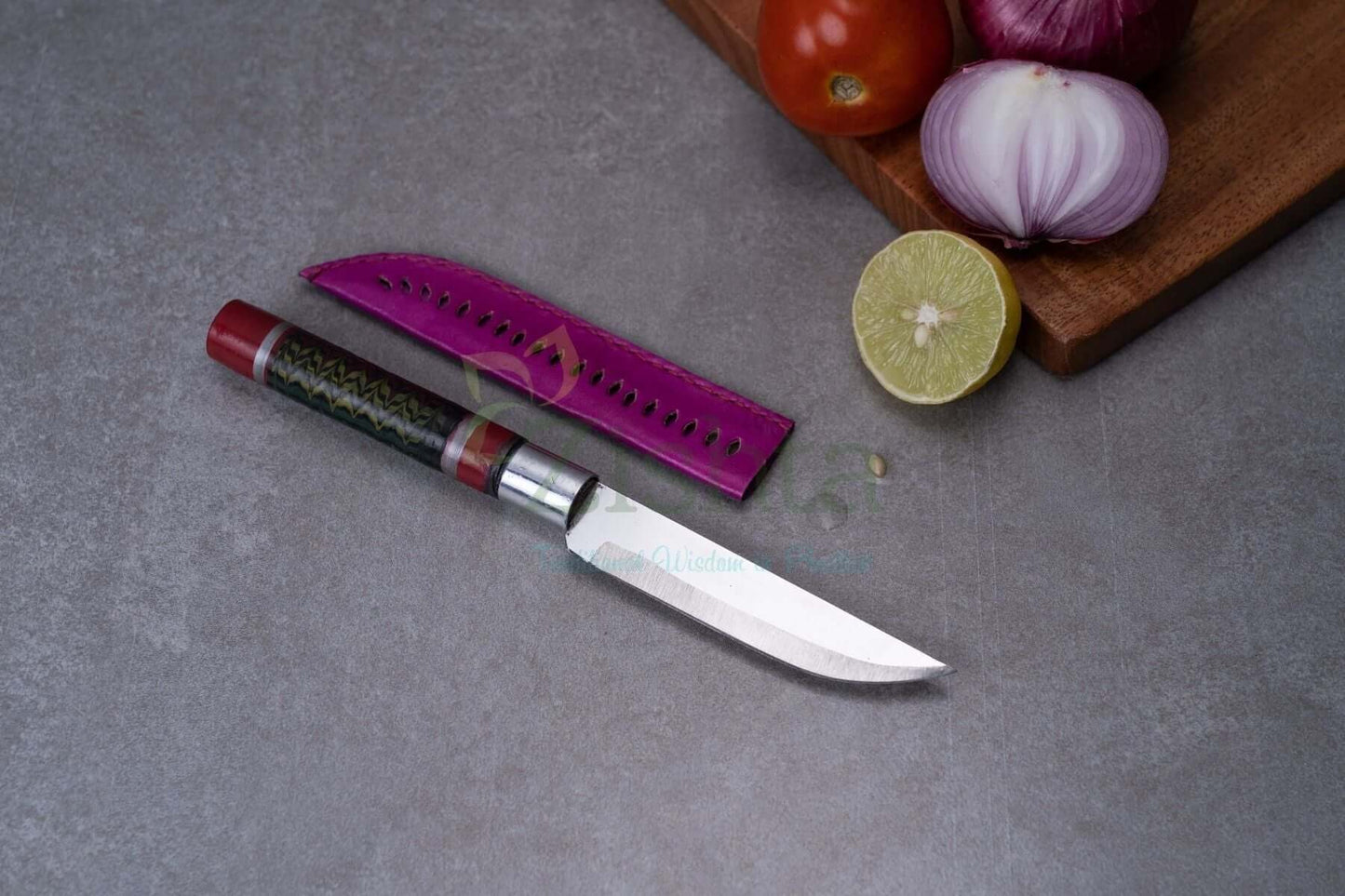 Reha Kitchen Fruit Knife with Lac-turned Wooden Handle