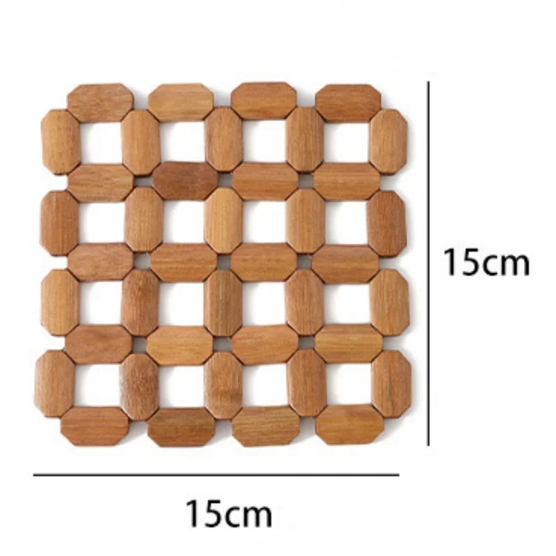 Bamboo Coaster Square Round Household Casserole Mat Heat Insulation Waterproof Non-slip Cup Home and Decoration Kitchen Utensils