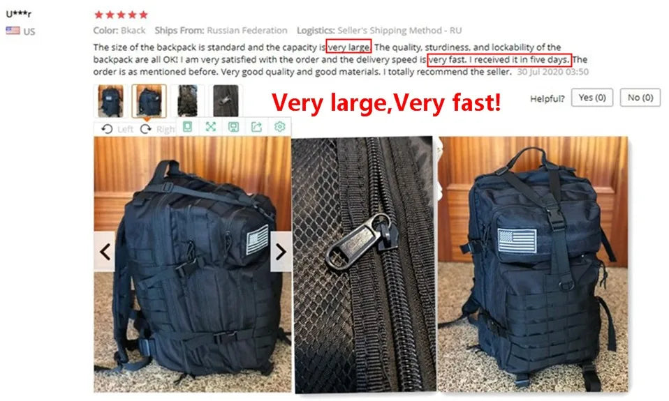 Large Capacity Waterproof Tactical Backpack for Men, 3P Softback, Outdoor Bug Rucksack, Hiking, Camping, Hunting Bags, 50L