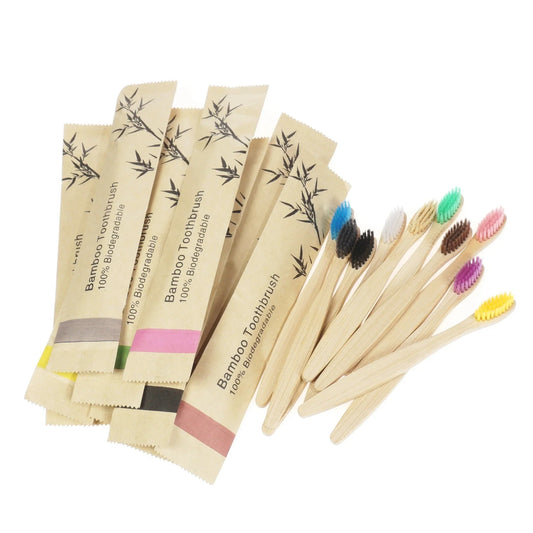 50/100Pcs Bamboo Children's Soft Bristled Toothbrush is Naturally Biodegradable And Reduces Plastic Waste,Making It Very Suitabl