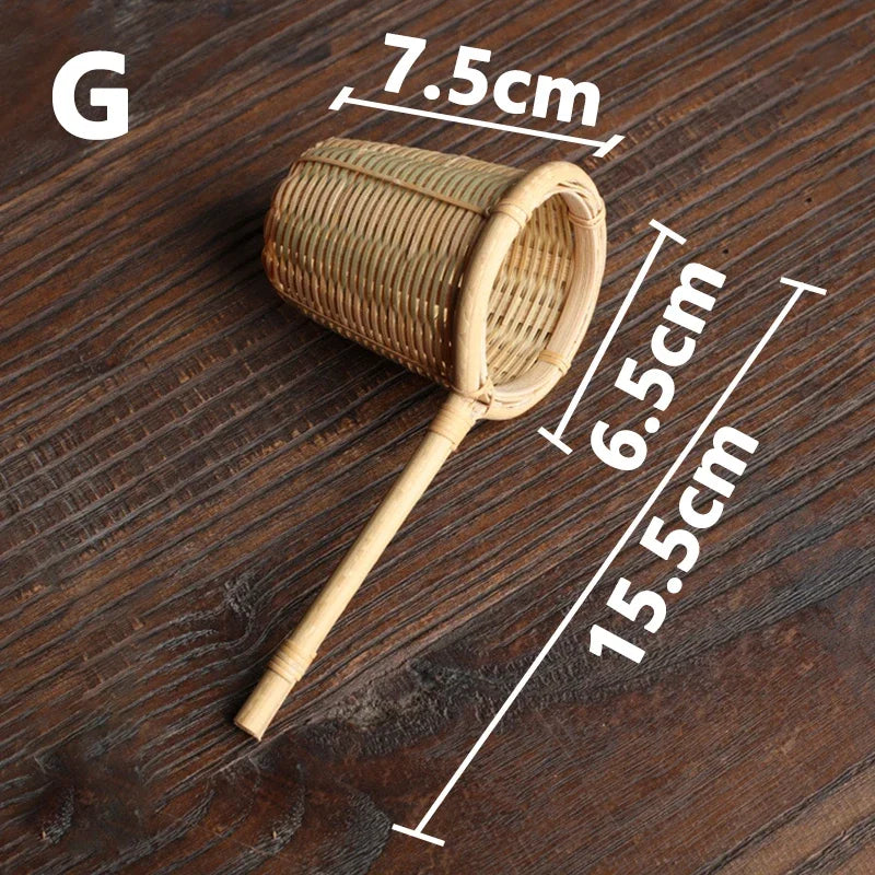 Bamboo Tea Strainer Traditional Kung Fu Tea Ceremony Utensils Japanese Rattan Wooden Tea Leaves Funnel Home Kitchen Sieving Tool