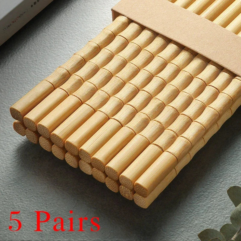 5/10 Pairs Chinese Bamboo Chopsticks,Unpainted, Wax Free, Mold Proof, Anti Slip,Japanese Kitchen Utensils Bamboo Chopsticks Set