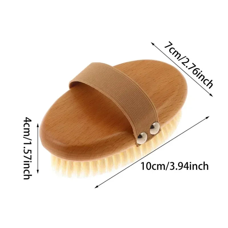 SPA Wooden Body Brush Natural Boar Bristle Organic Dry Skin Body Brush Bamboo Wet Back Shower Brushes Exfoliating Bathing Brush