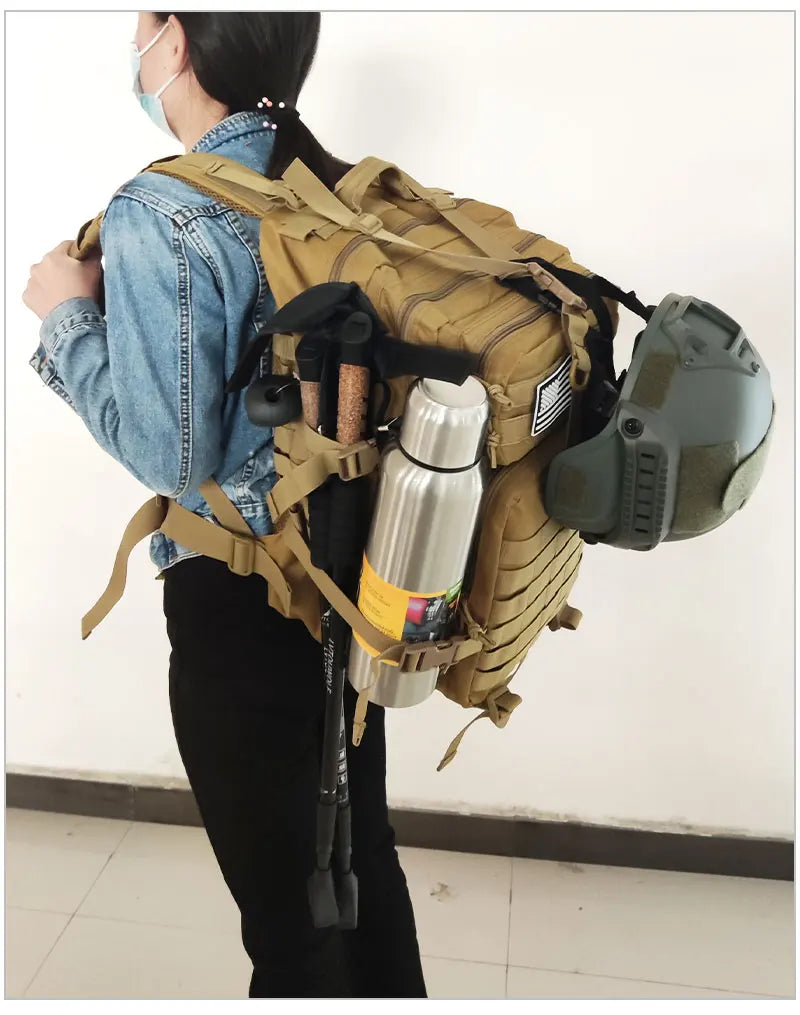Large Capacity Waterproof Tactical Backpack for Men, 3P Softback, Outdoor Bug Rucksack, Hiking, Camping, Hunting Bags, 50L