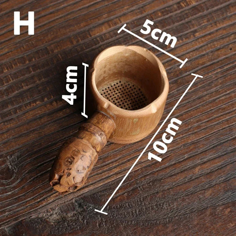 Bamboo Tea Strainer Traditional Kung Fu Tea Ceremony Utensils Japanese Rattan Wooden Tea Leaves Funnel Home Kitchen Sieving Tool