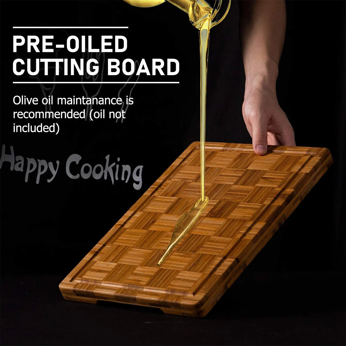 Premium Bamboo Cutting Board for Kitchen, Rectangle and Oval Design, Thick and Durable Chopping Surface for Vegetables, Meats