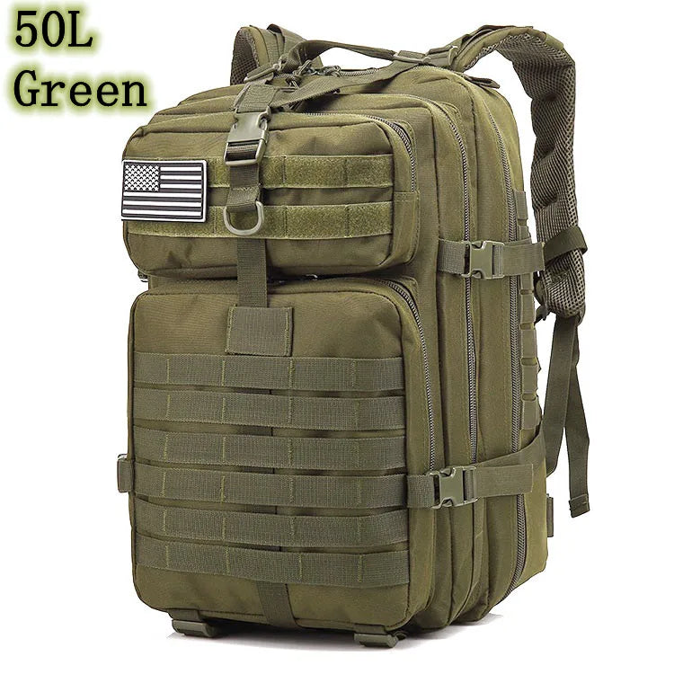 Large Capacity Waterproof Tactical Backpack for Men, 3P Softback, Outdoor Bug Rucksack, Hiking, Camping, Hunting Bags, 50L