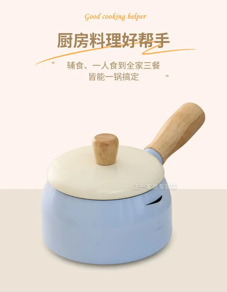 Japanese Style Milk Pot 14cm Non Stick Single Handle Cooking Pots Pure Iron Flat Bottomed Noodle Complementary Food Small Pot