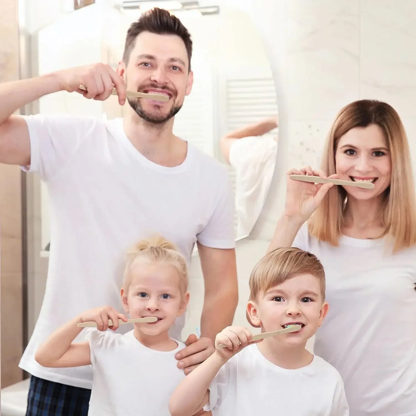 50/100Pcs Bamboo Children's Soft Bristled Toothbrush is Naturally Biodegradable And Reduces Plastic Waste,Making It Very Suitabl