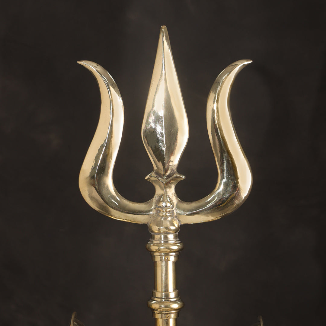 Brass Divya Trishul On Naag with Damru