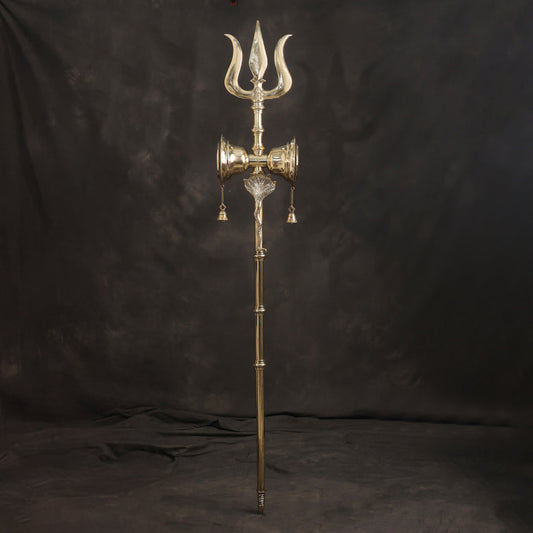 Brass Divya Trishul On Naag with Damru