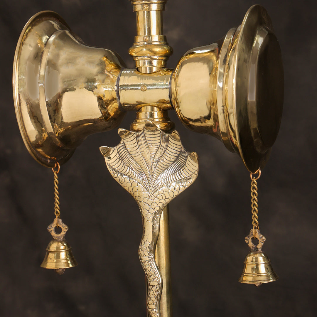 Brass Divya Trishul On Naag with Damru