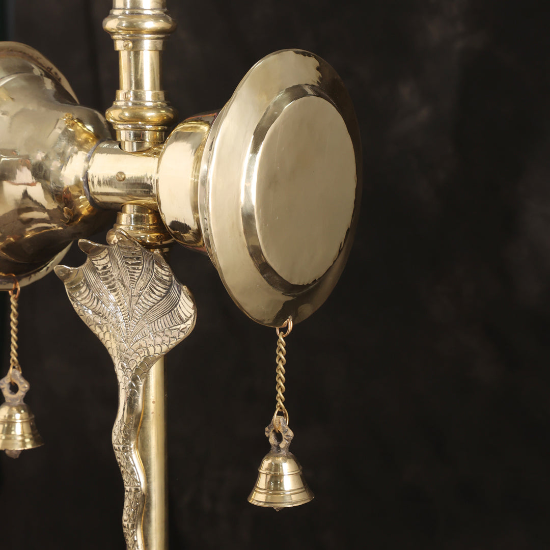 Brass Divya Trishul On Naag with Damru