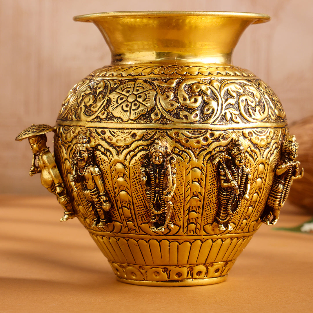 Brass Ashtalakshmi And Dashavatara Kodam/Kalash