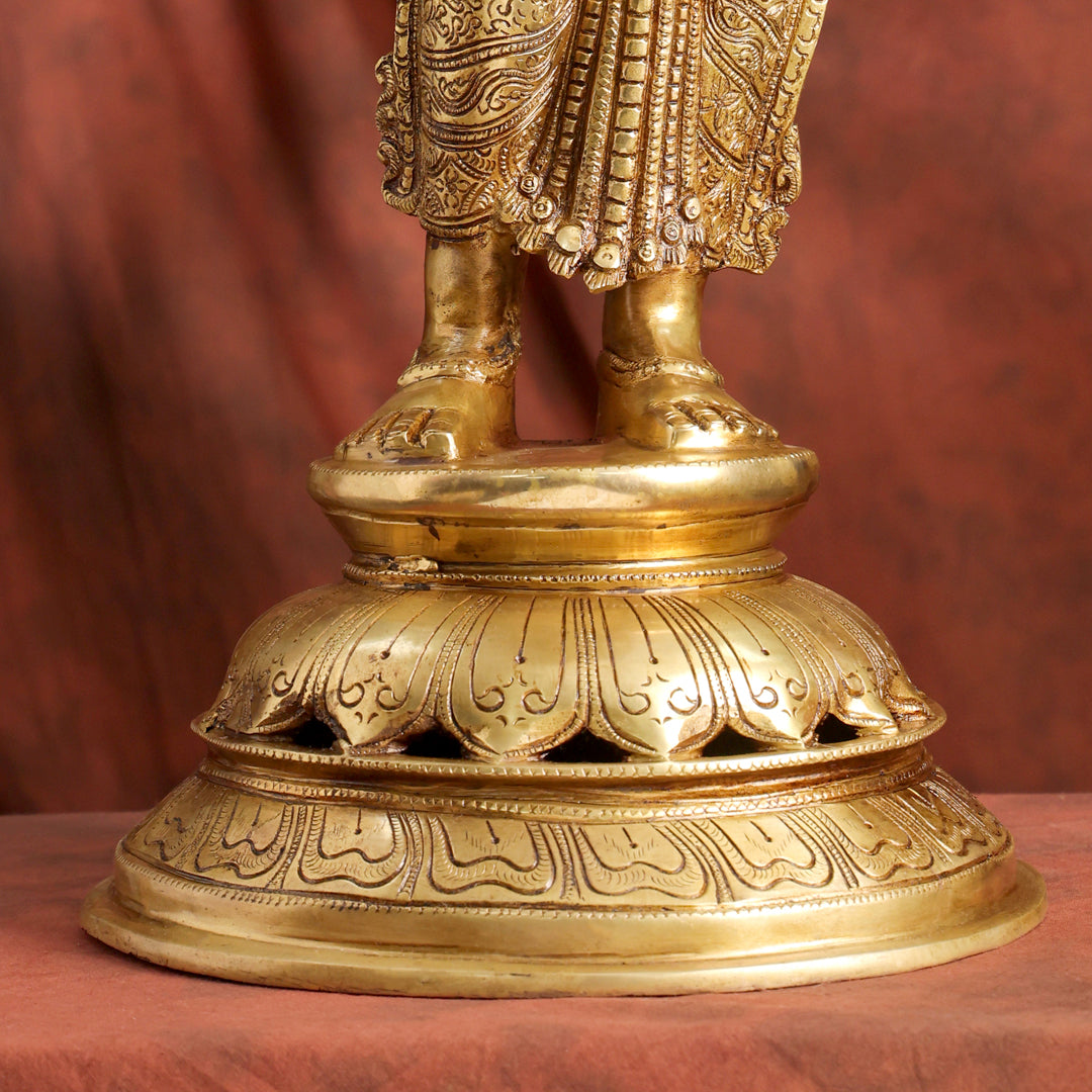 Brass Deep lakshmi Idol – Traditional Diya Holder for Prosperity and Light (30 Inch)