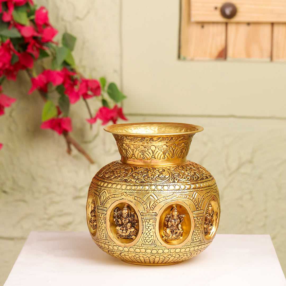 Brass Ashtalakshmi And Dashavatara Kodam/Kalash