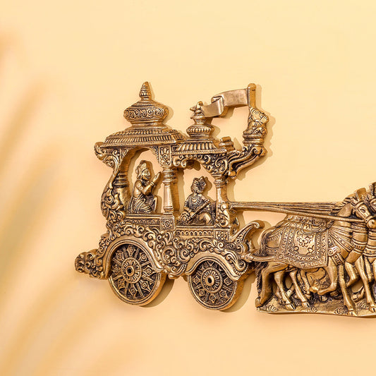 Brass Arjun And Krishna Rath Wall Hanging (7.3 Inch)