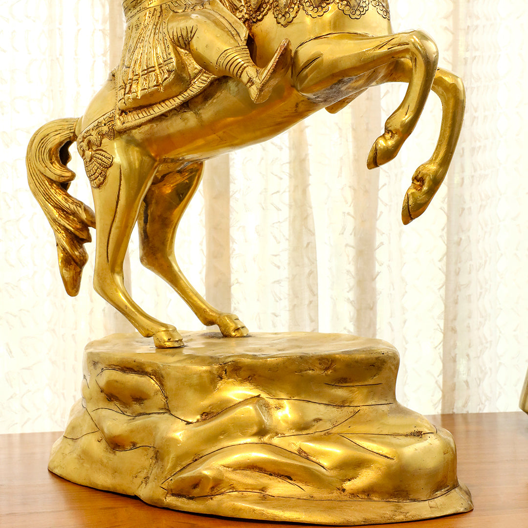 Brass Chatrapati Shivaji Maharaj On Horse Statue (22 Inch)