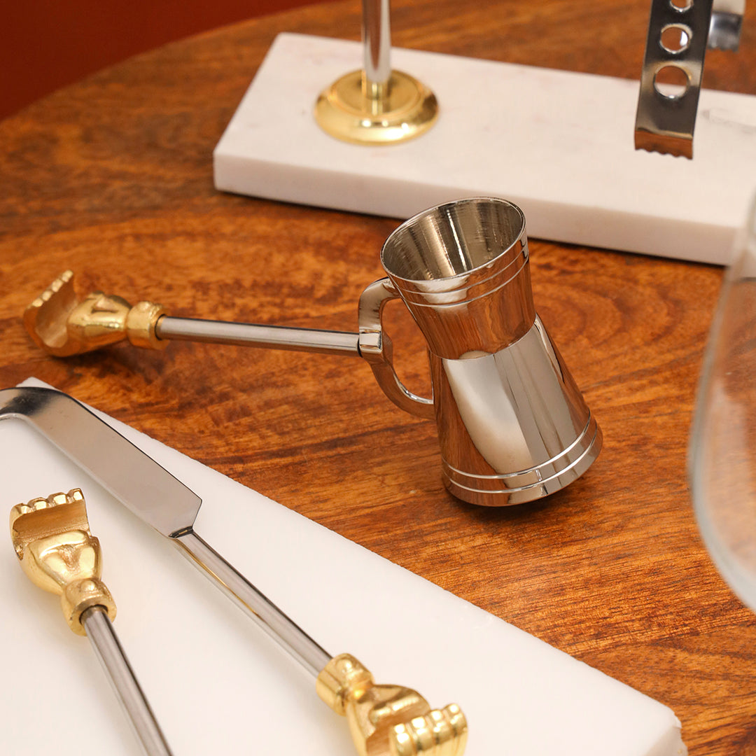 Brass & Steel Bar Tool Set with Stand (9.8 Inch)