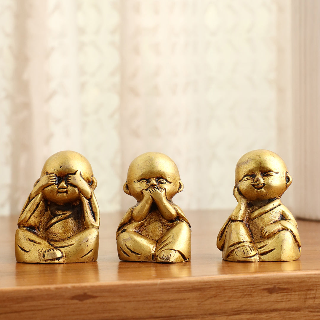 Brass Baby Monk Buddha Statues – Set of 4