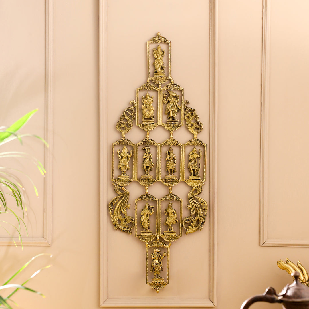 BRASS Dashavatara / VISHNU AVATAR WALL HANGING (29.5 INCH)