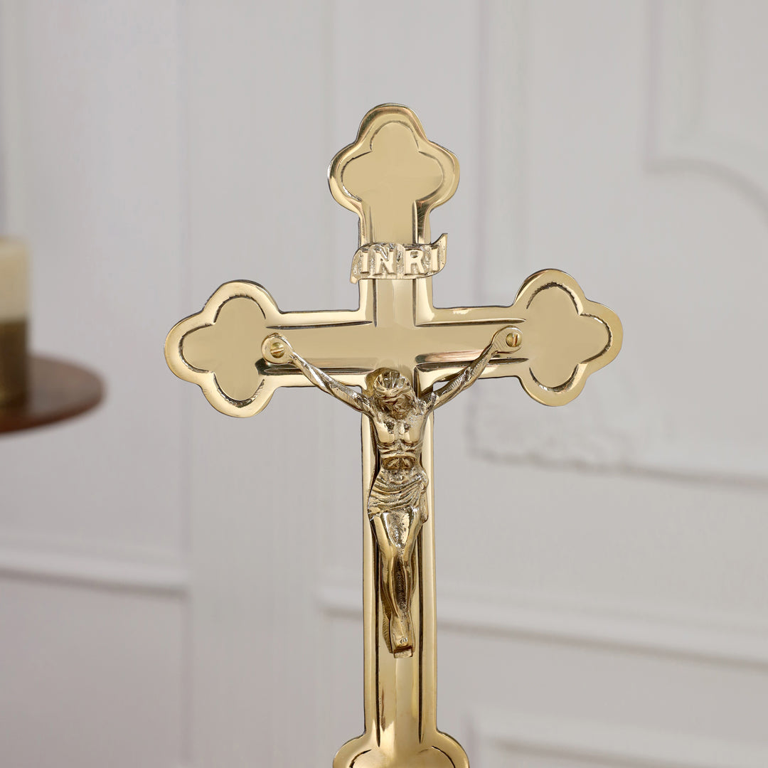 Brass Crucifix Cross with Jesus Figure (13 Inch)