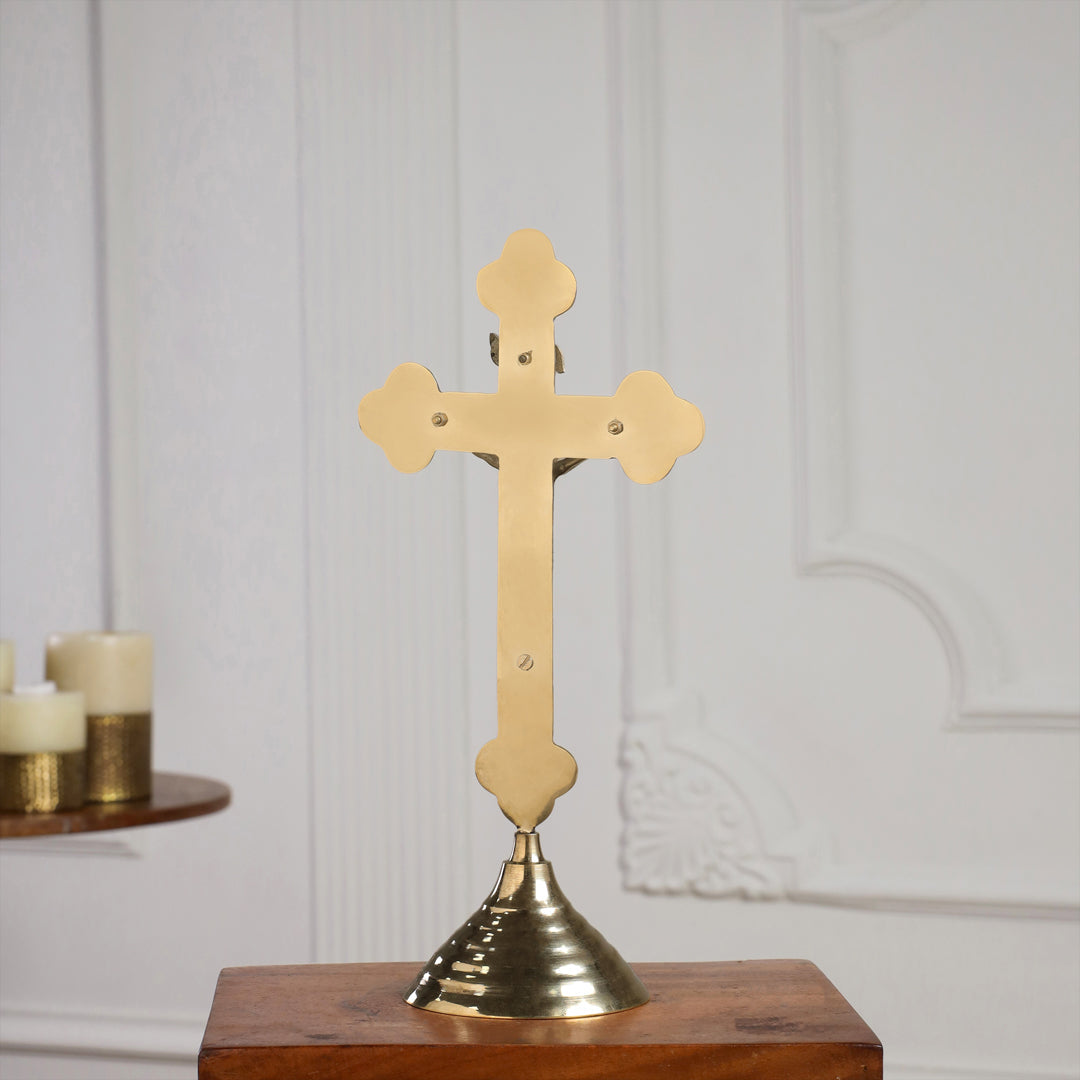 Brass Crucifix Cross with Jesus Figure (13 Inch)