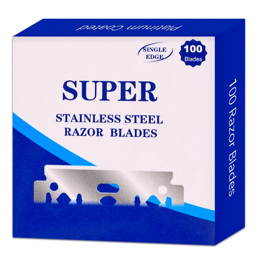 100pcs Double Edge Razor Blades for Men – Professional Stainless Steel Barber Shaving Blades, Safety Razor Replacement