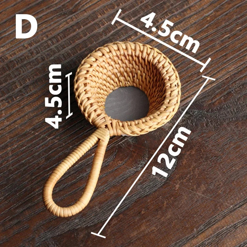 Bamboo Tea Strainer Traditional Kung Fu Tea Ceremony Utensils Japanese Rattan Wooden Tea Leaves Funnel Home Kitchen Sieving Tool