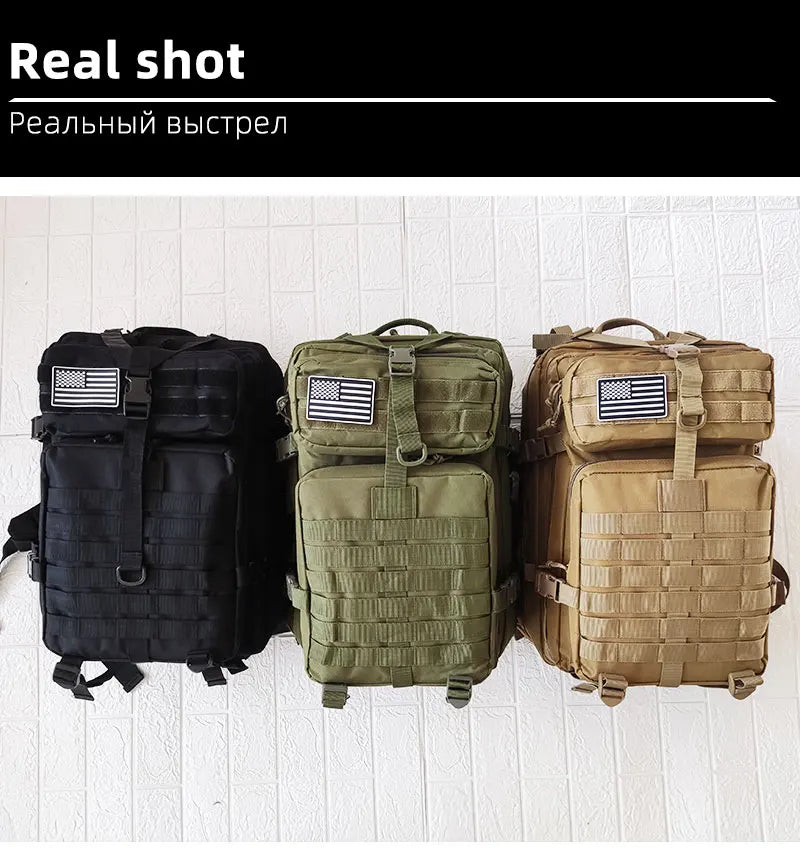 Large Capacity Waterproof Tactical Backpack for Men, 3P Softback, Outdoor Bug Rucksack, Hiking, Camping, Hunting Bags, 50L