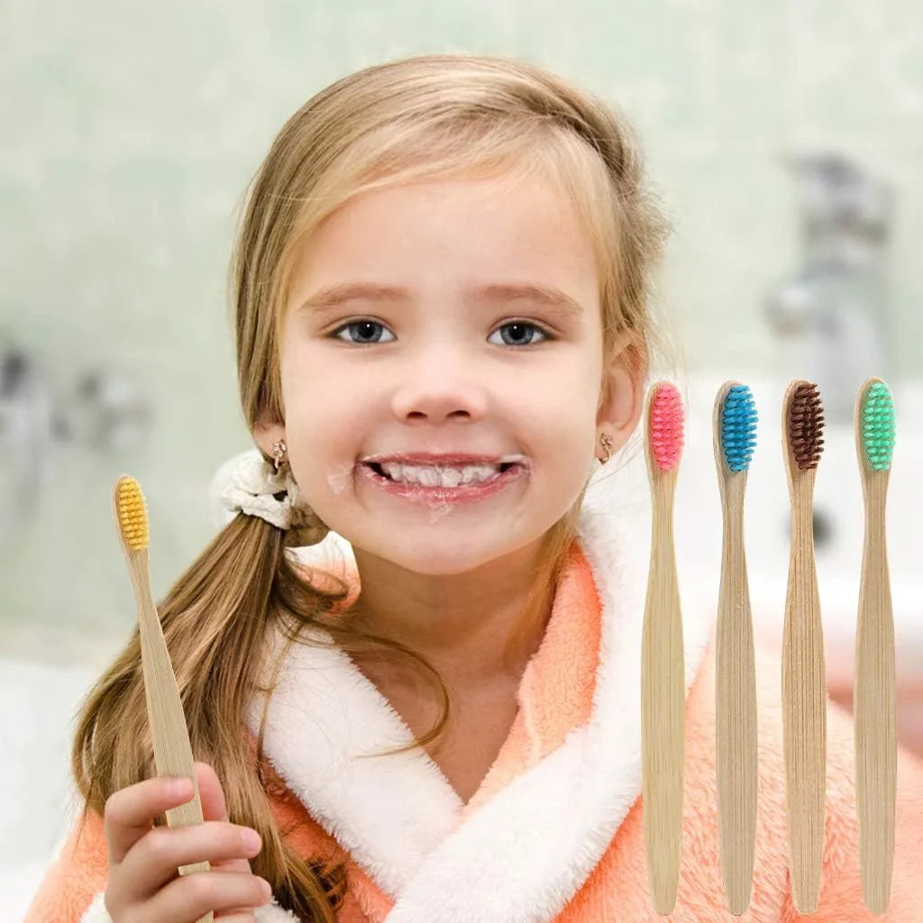 50/100Pcs Bamboo Children's Soft Bristled Toothbrush is Naturally Biodegradable And Reduces Plastic Waste,Making It Very Suitabl