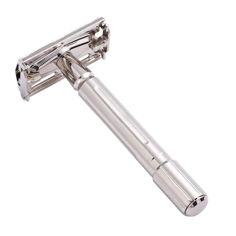 Premium Men's Classic Safety Razor Set – Folding Double Edge Shaver with 5 Titanium-Coated Blades | Professional Barber Tool for Face & Body